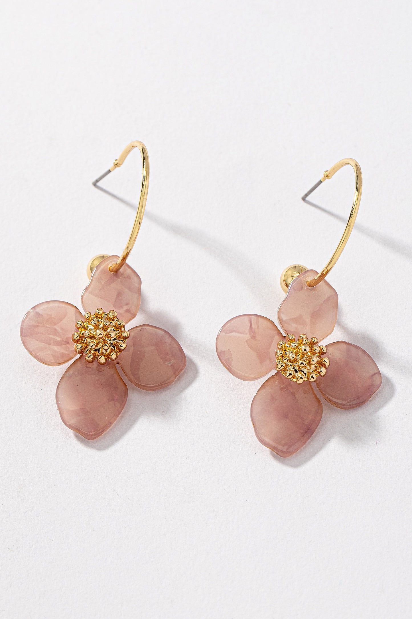 FLOWER DROP HOOP EARRING