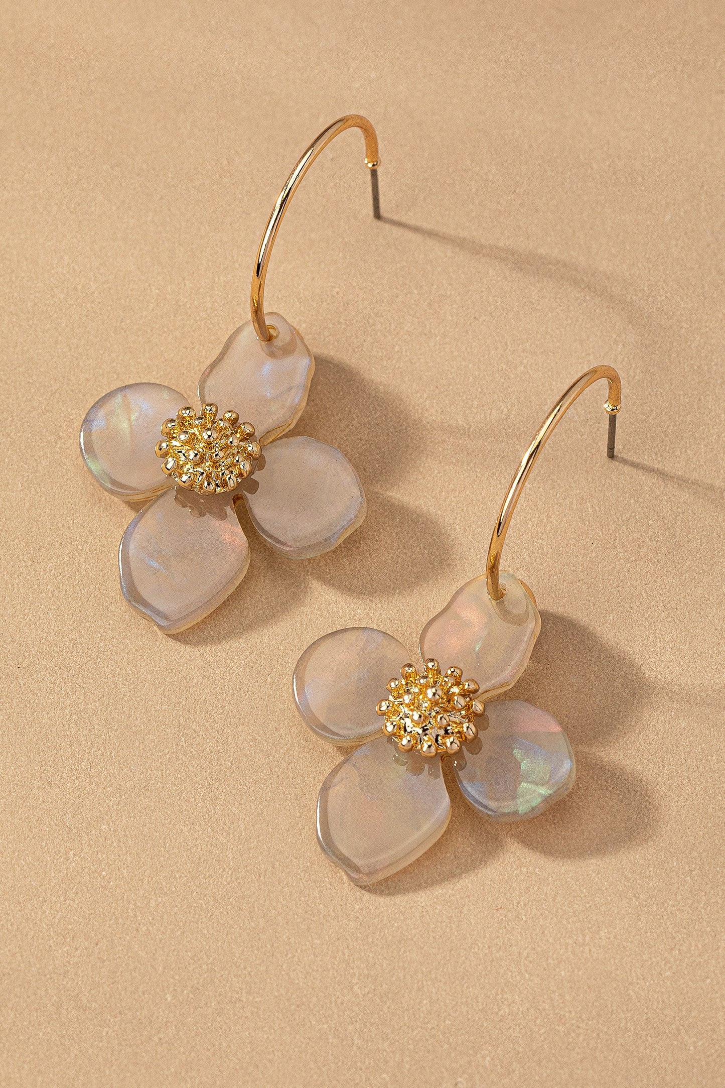 FLOWER DROP HOOP EARRING