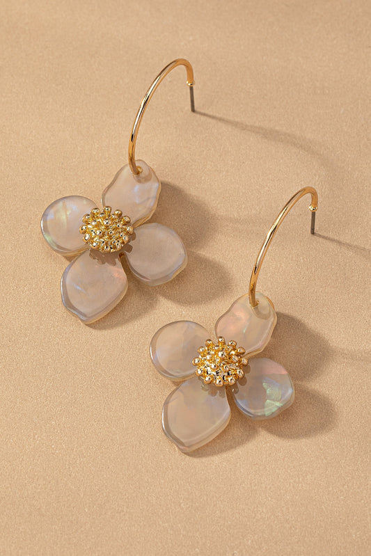 FLOWER DROP HOOP EARRING