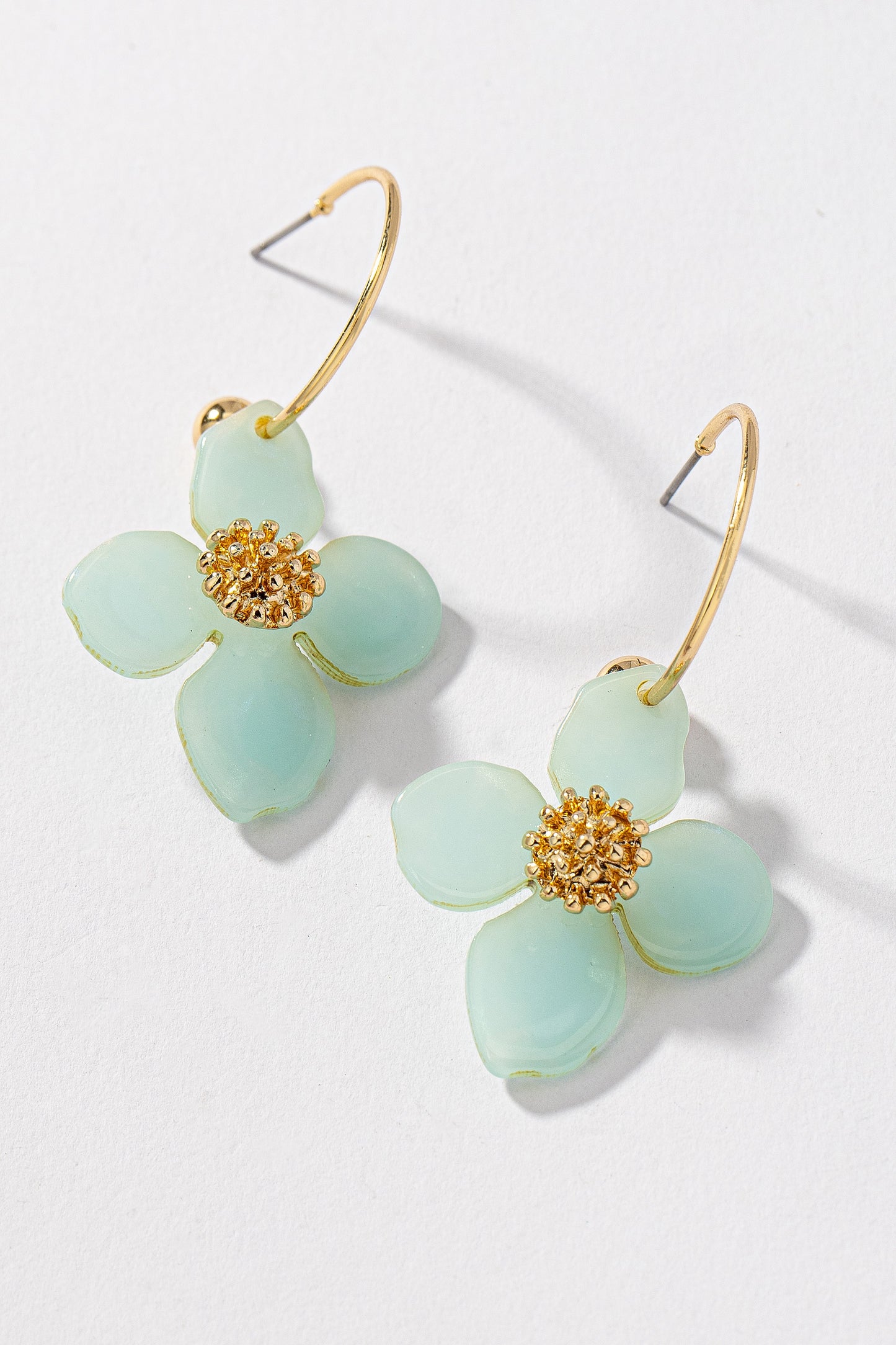 FLOWER DROP HOOP EARRING