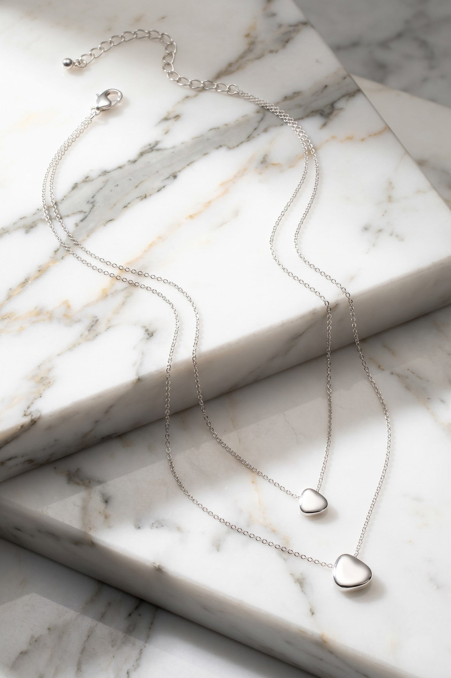 TWO ROW PEBBLE PENDANT NECKLACE