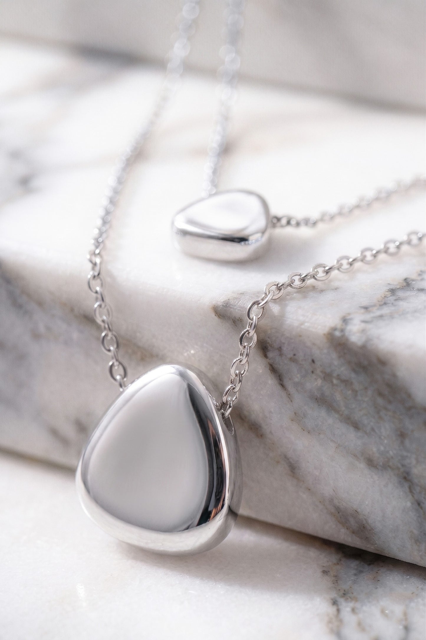 TWO ROW PEBBLE PENDANT NECKLACE