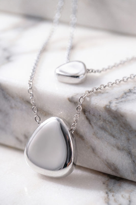 TWO ROW PEBBLE PENDANT NECKLACE