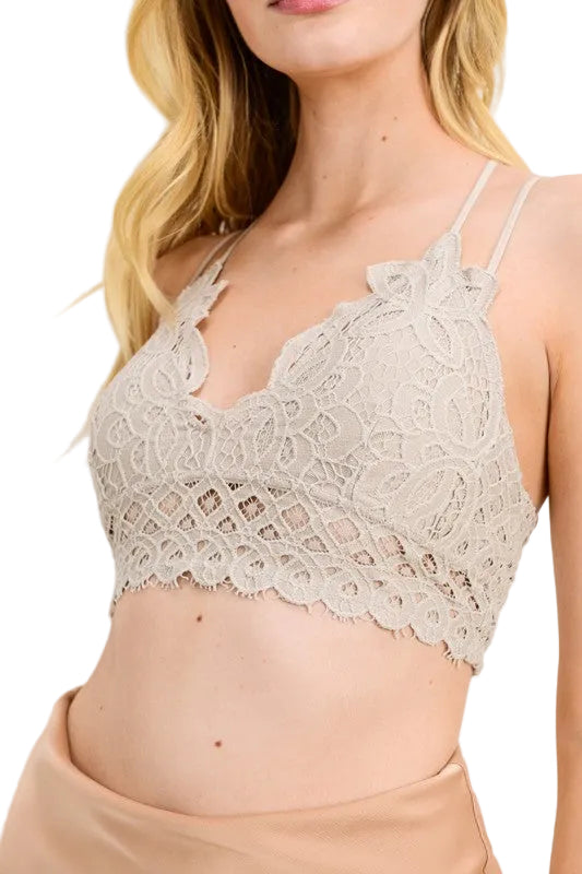 LACE UP BRALETTE- CHAMPAGNE