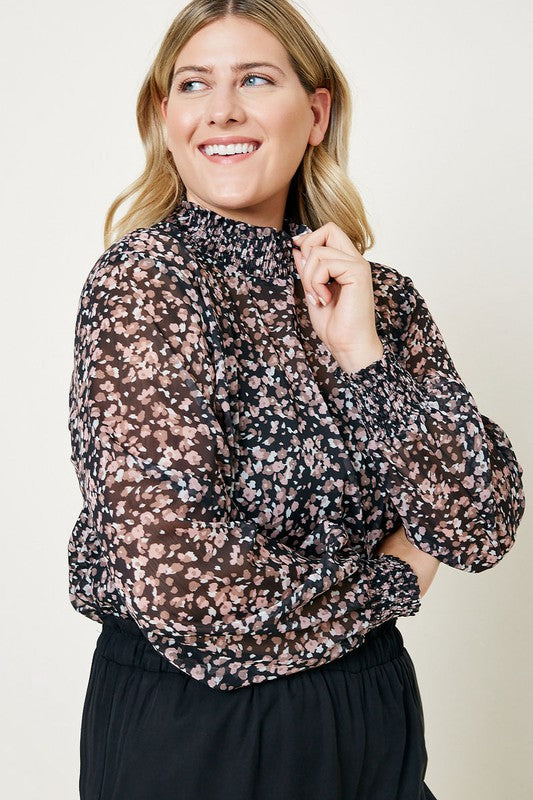 FLORAL YOU UP SHEER TOP